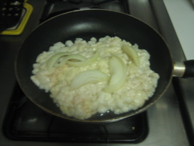 fat in pan with onion